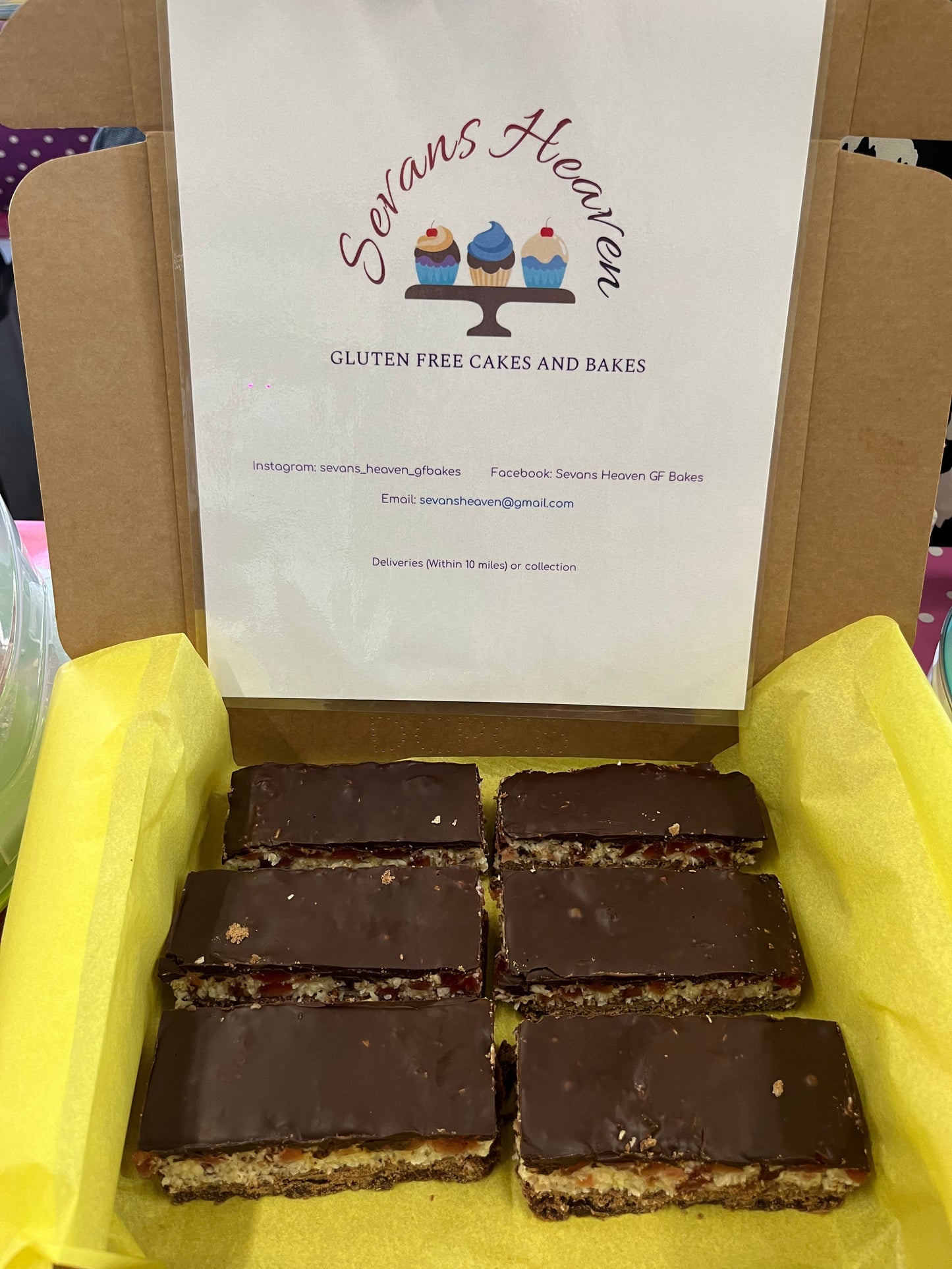 Cherry & Coconut Slice Boxes of 6